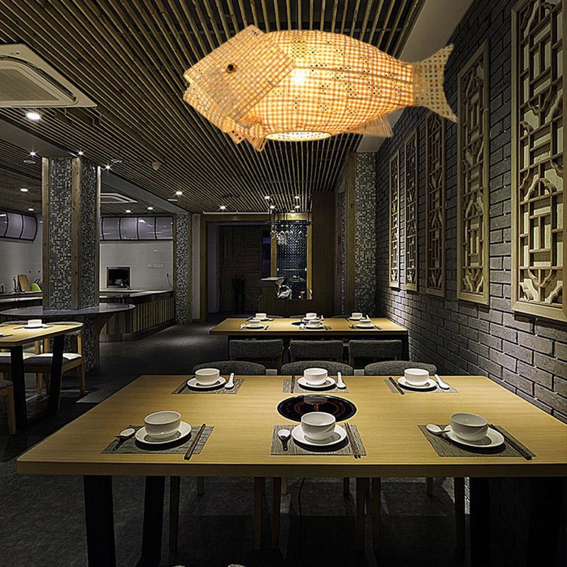 Natural rustic fish-shaped pendant lighting