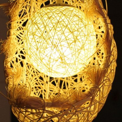 Moon Wicker Rattan Farmhouse Dining Pendant Light