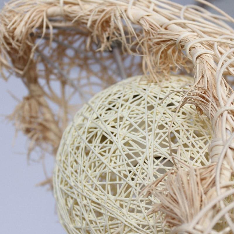 Moon Wicker Rattan Farmhouse Dining Pendant Light