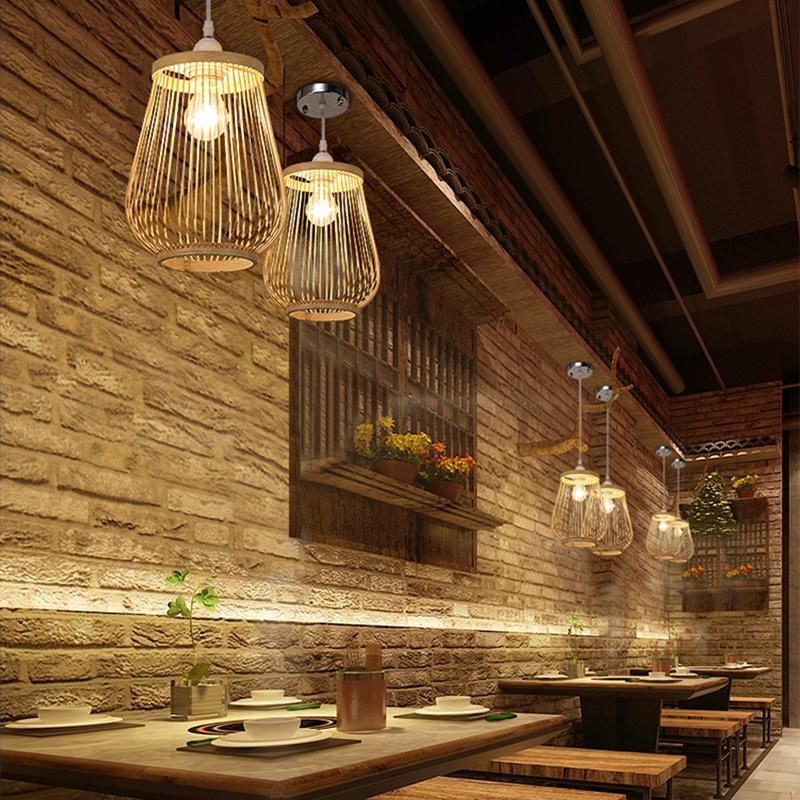 Cage Rustic Natural Bamboo Hanging Pendant Light