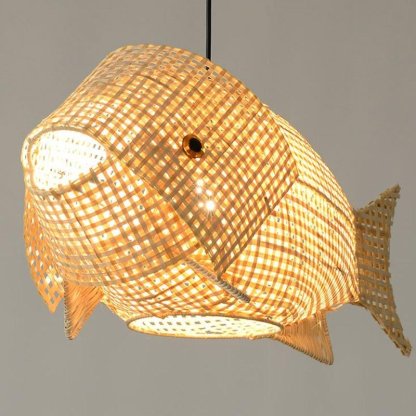 26" Farmhouse Fish-Shaped Bamboo Pendant