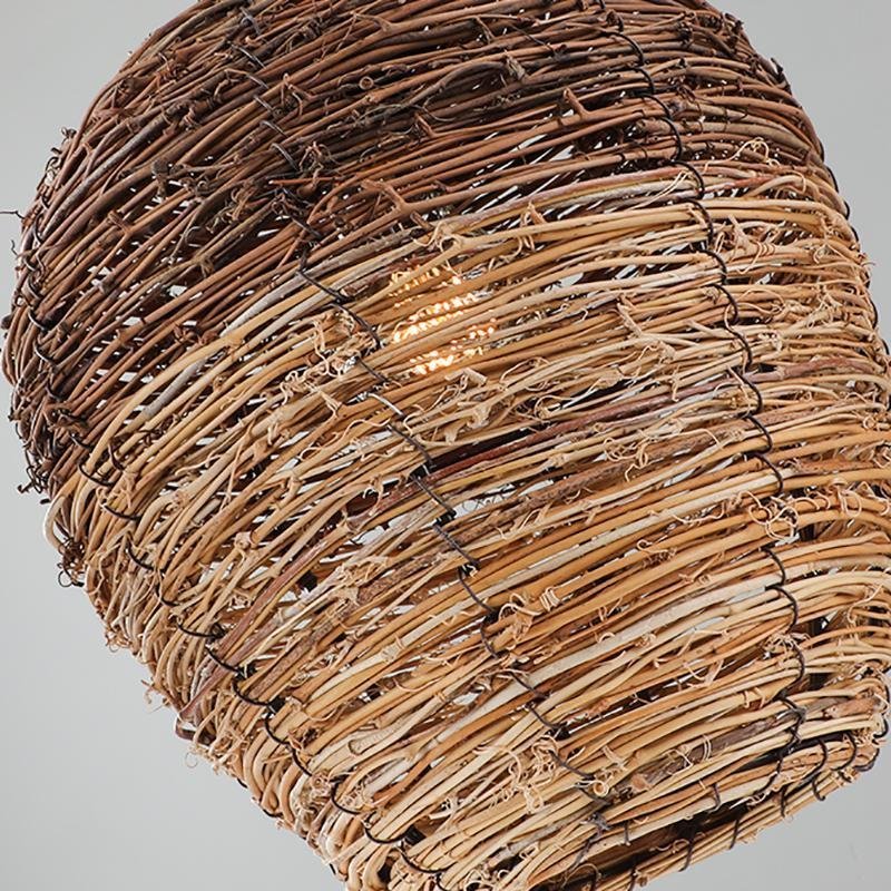Beehive shaped Burlywood Colored Wicker Industrial Pendant Lighting-Lighom