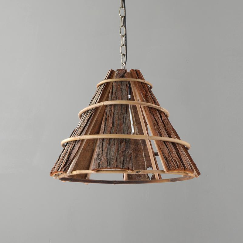 Cone Richly Colored Farmhouse Wood Pendant