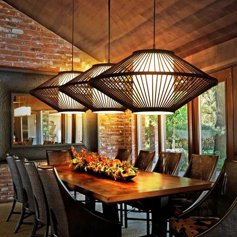 Circular Quasi-Pyramid Black Bamboo Pendant