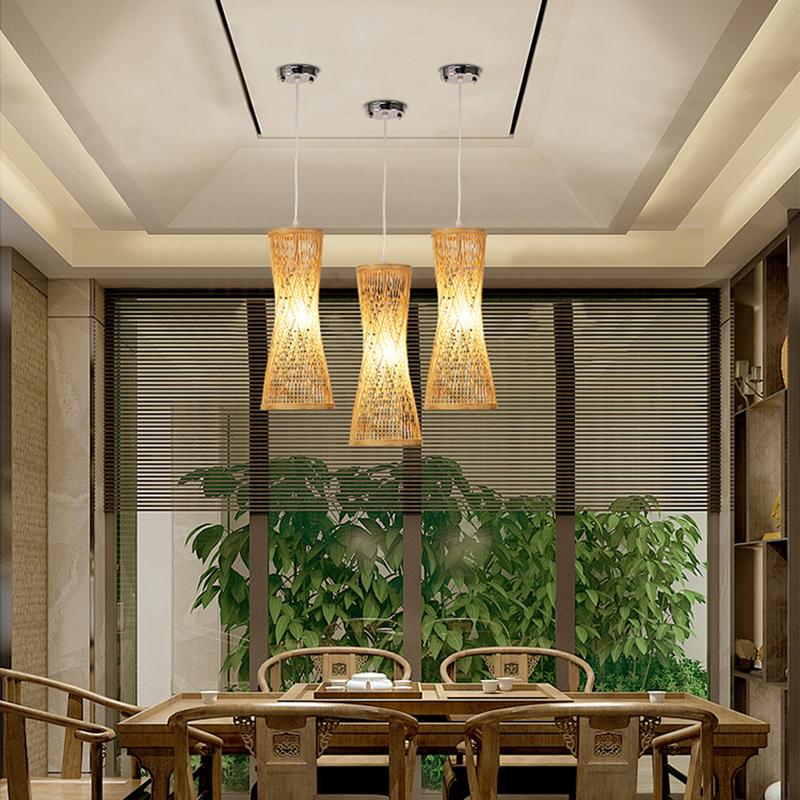 Cage-shaped Rustic Pendant Lighting Natural Bamboo Pendant Lighting Hanging-Lighom