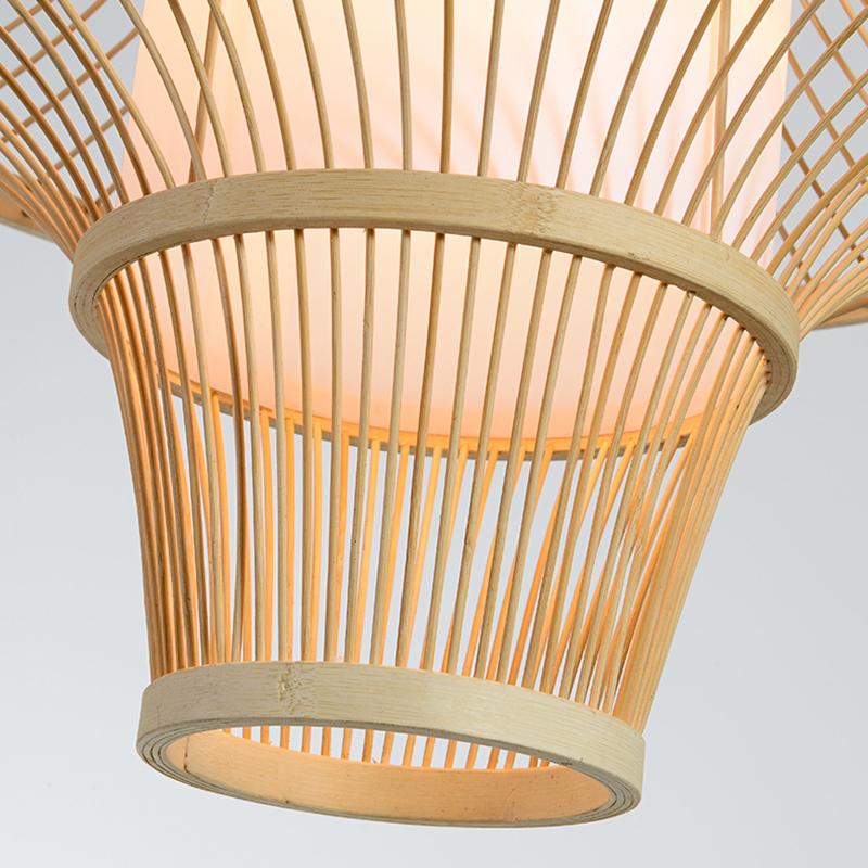 Two-Cone Burlywood Farmhouse Bamboo Pendant Light