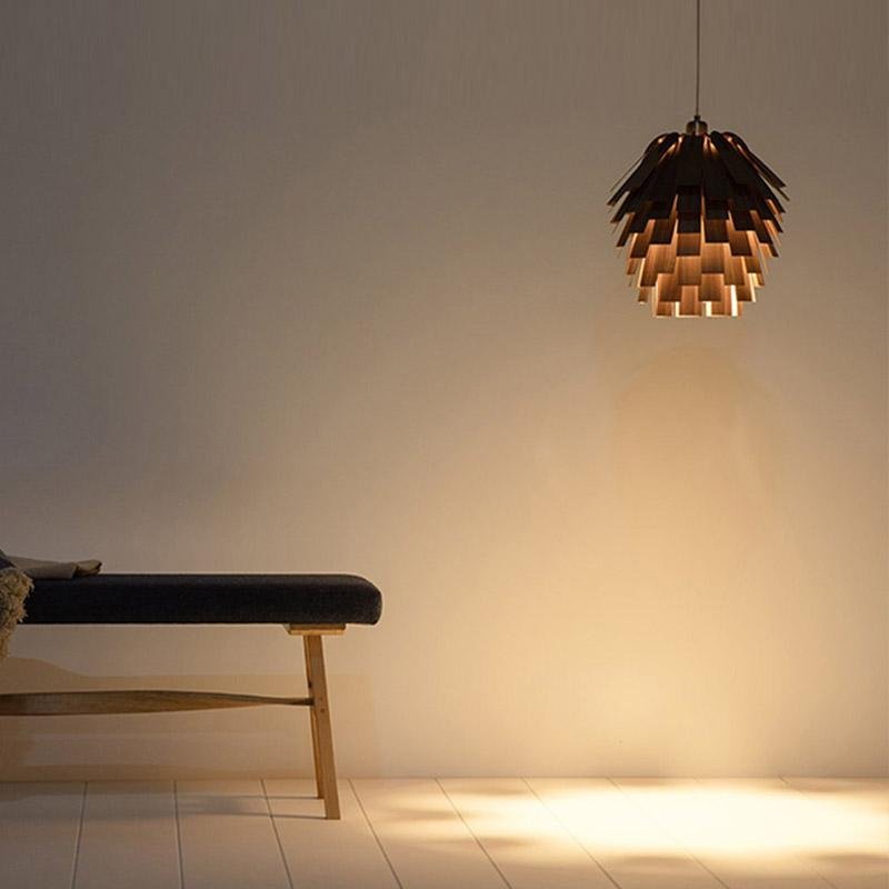 16" Artistic Artichoke Wood Rustic Pendant Light