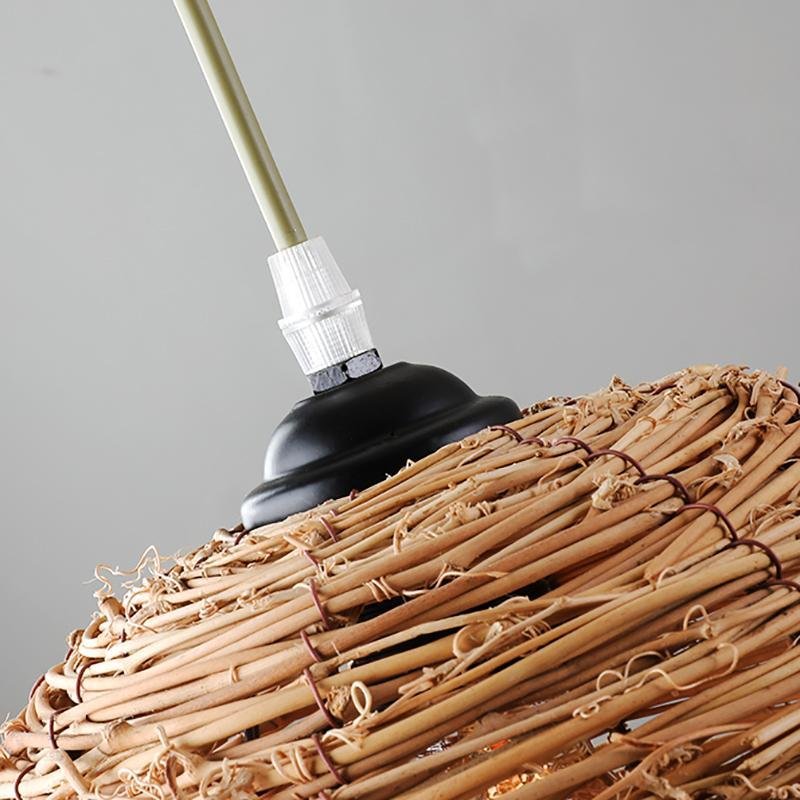 Beehive shaped Burlywood Colored Wicker Industrial Pendant Lighting-Lighom