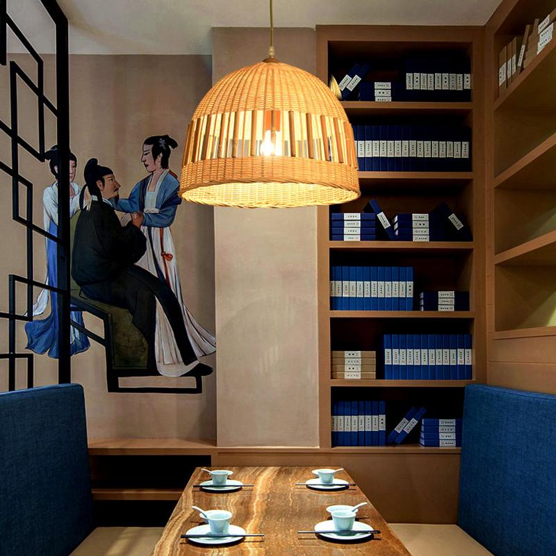 Middle dome bamboo synthetic wood pendant lighting for kitchen