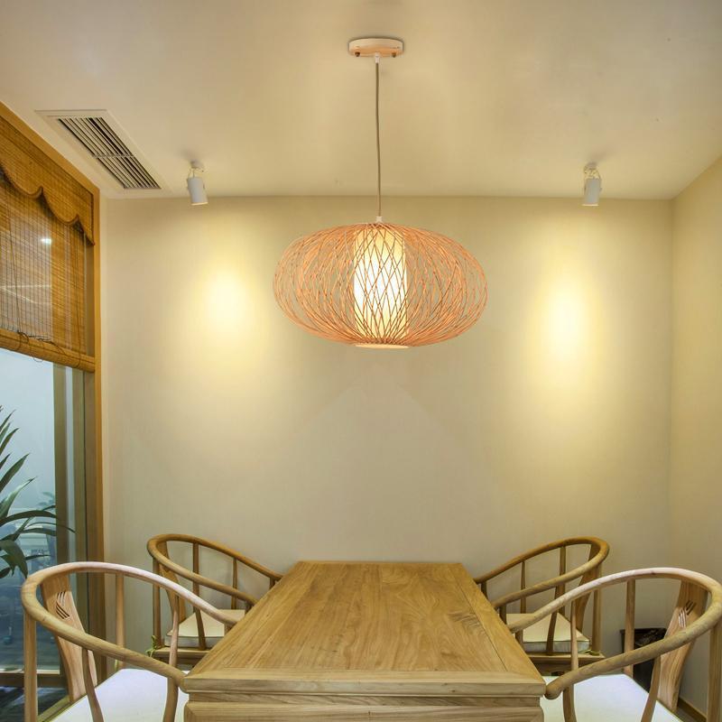 Candyfloss Oval Bamboo Woven Ceiling Pendant Light