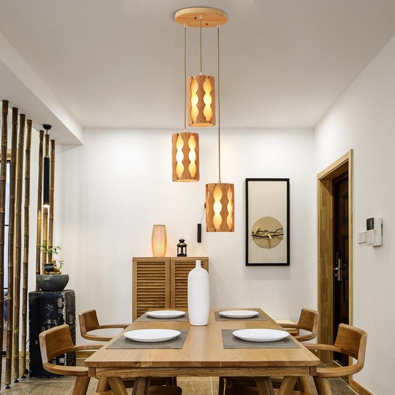 Well Constructed Bamboo Rustic Pendant Lighting With Squiggly Light Gaps-Lighom