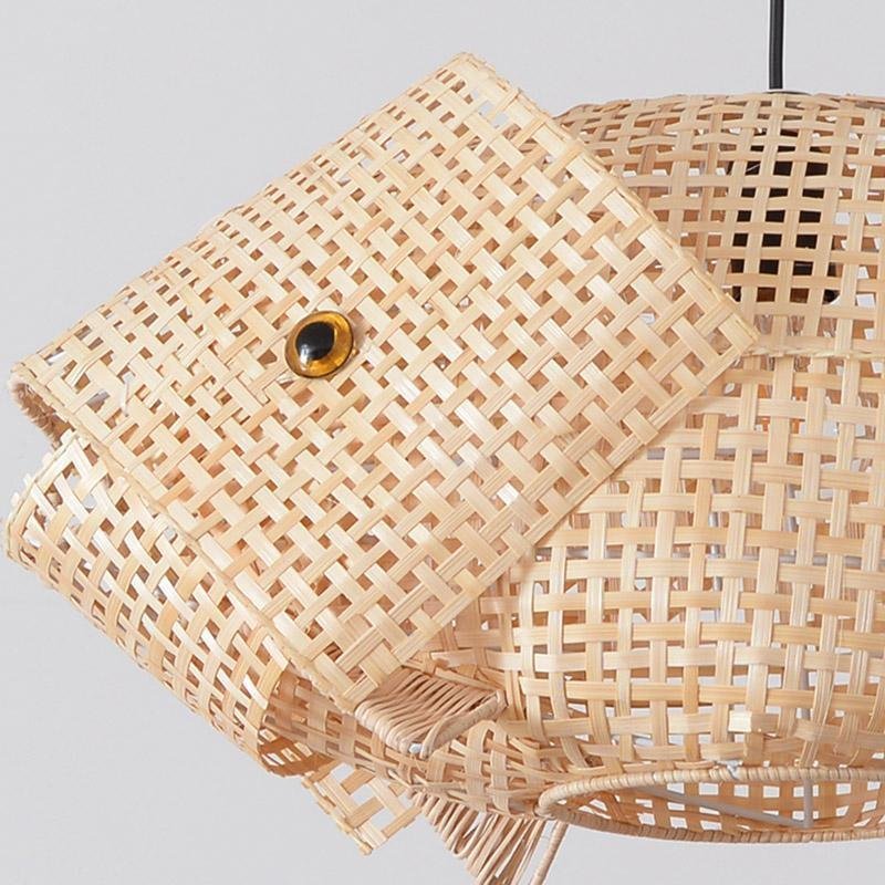 26" Farmhouse Fish-Shaped Bamboo Pendant
