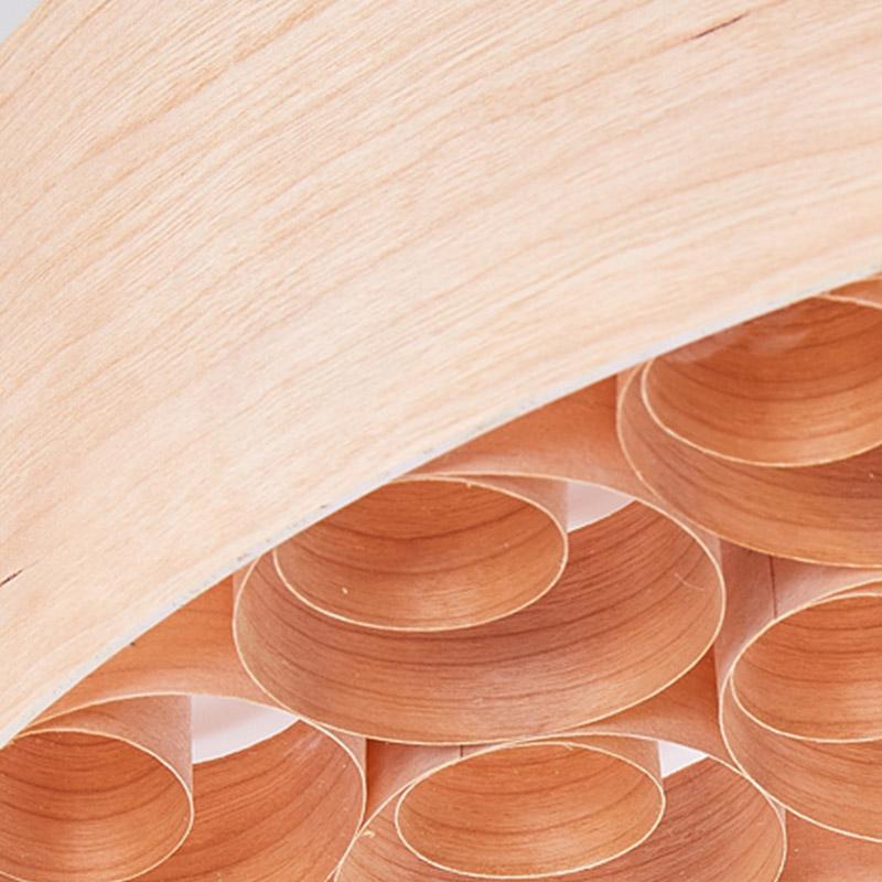 24'' Large Burlywood Drum Light Pendant Wood Living Room Pendant Lighting-Lighom