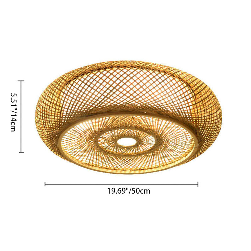 Bamboo Weaving 3-Light Flush Mount