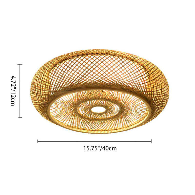 Bamboo Weaving 3-Light Flush Mount