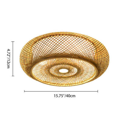 Bamboo Weaving 3-Light Flush Mount