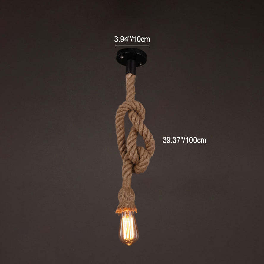 Industrial Hemp Rope Hanging Pendant Light