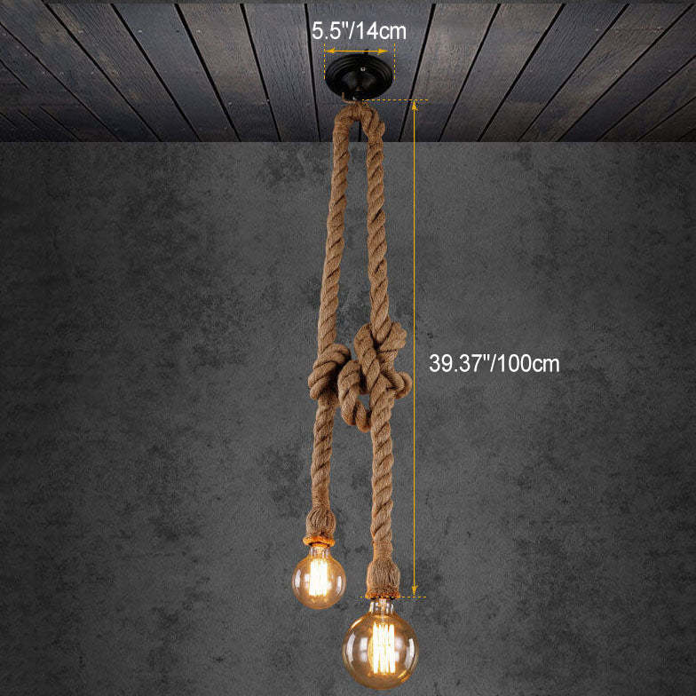 Industrial Hemp Rope Hanging Pendant Light