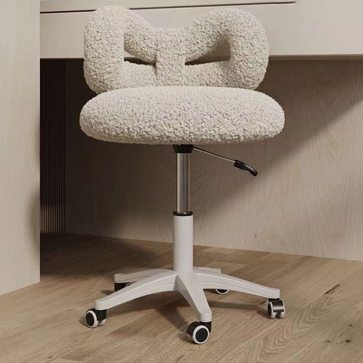 Round Bow Lambswool Steel Vanity Stool