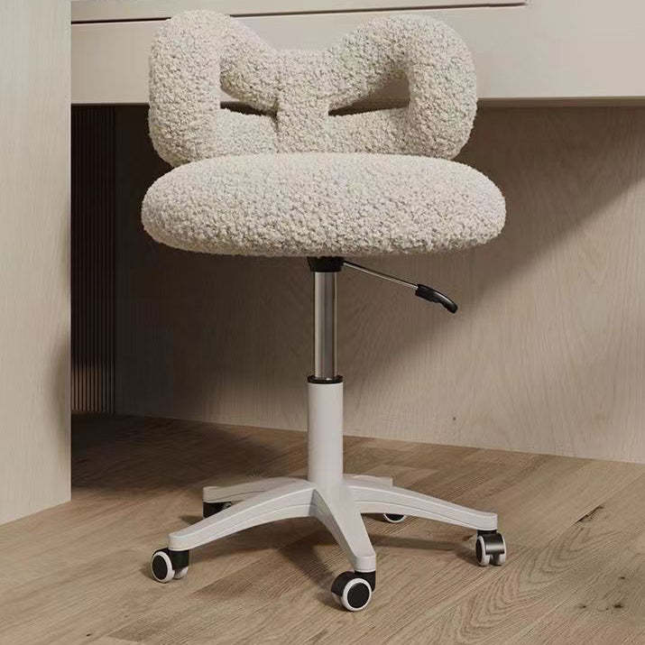 Bow lambswool steel vanity stools for bedroom — White