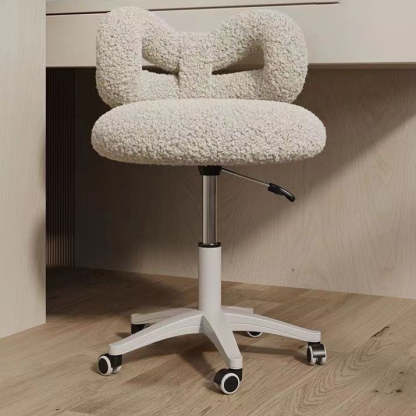 Round Bow Lambswool Steel Vanity Stool