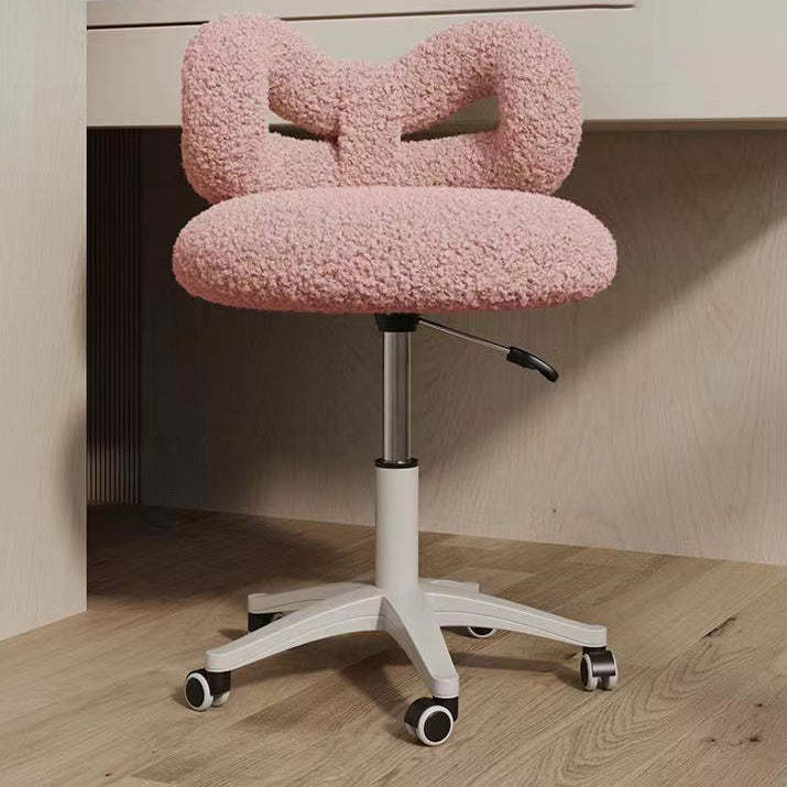 Round Bow Lambswool Steel Vanity Stool