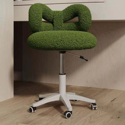 Round Bow Lambswool Steel Vanity Stool