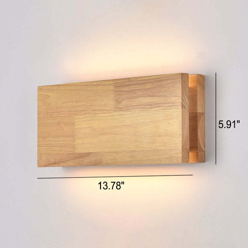 Japanese Wabi-Sabi Log Wood Rectangular LED Sconce
