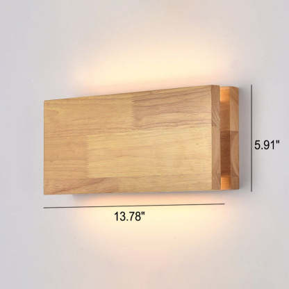 Japanese Wabi-Sabi Log Wood Rectangular LED Sconce