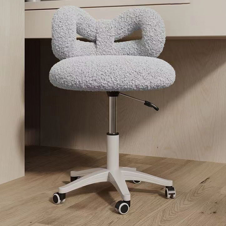 Round Bow Lambswool Steel Vanity Stool