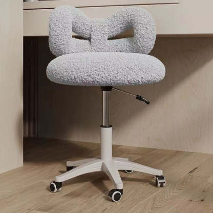 Round Bow Lambswool Steel Vanity Stool
