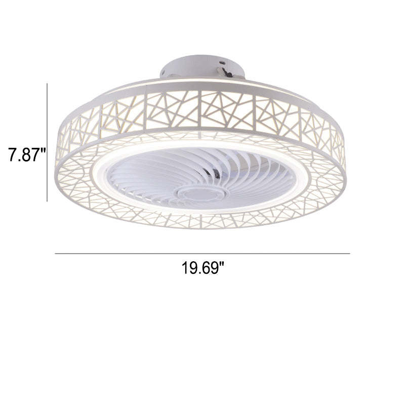 Luxury Round Lace LED Flush Mount Ceiling Fan Light