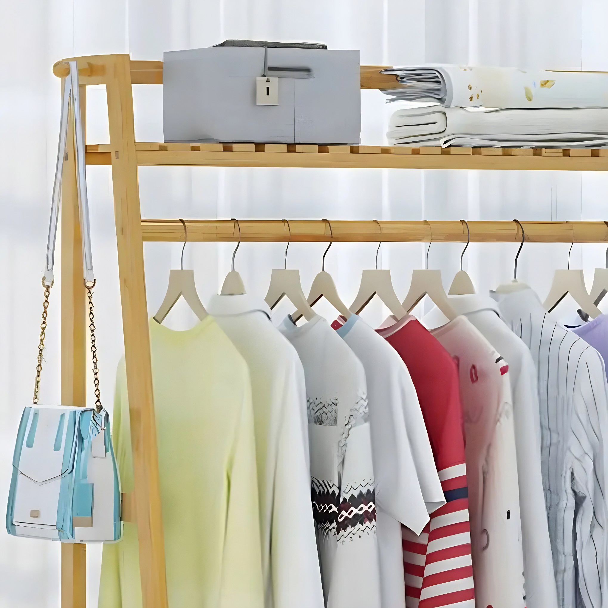 A-Frame Bamboo Coat Rack with Shelf