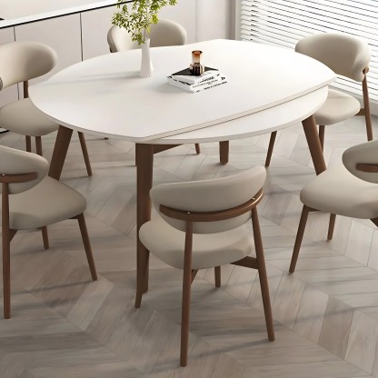 Curved-Back Faux Leather Dining Chair
