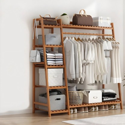 A-Frame Bamboo Coat Rack with Shelf