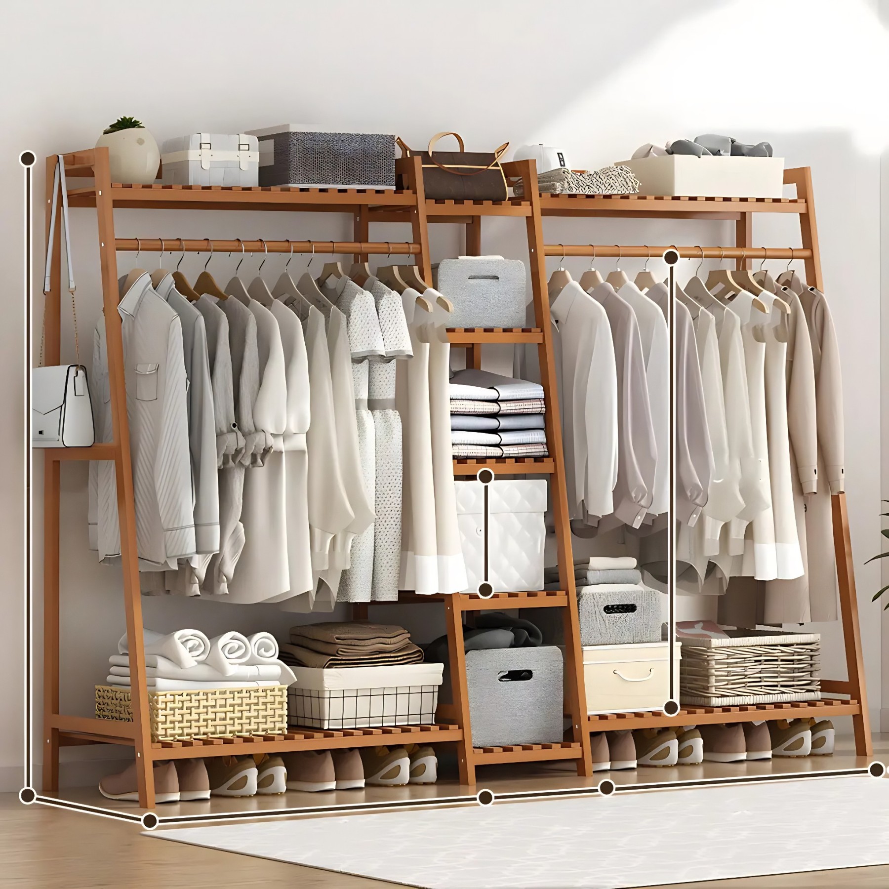 A-Frame Bamboo Coat Rack with Shelf