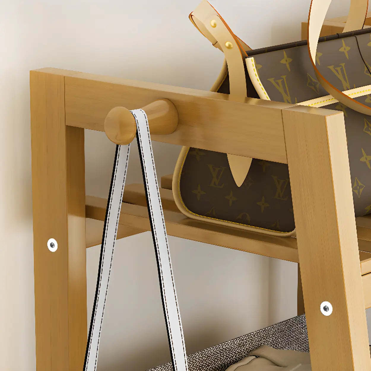 A-Frame Natural Bamboo Coat Rack with Shelves — Natural