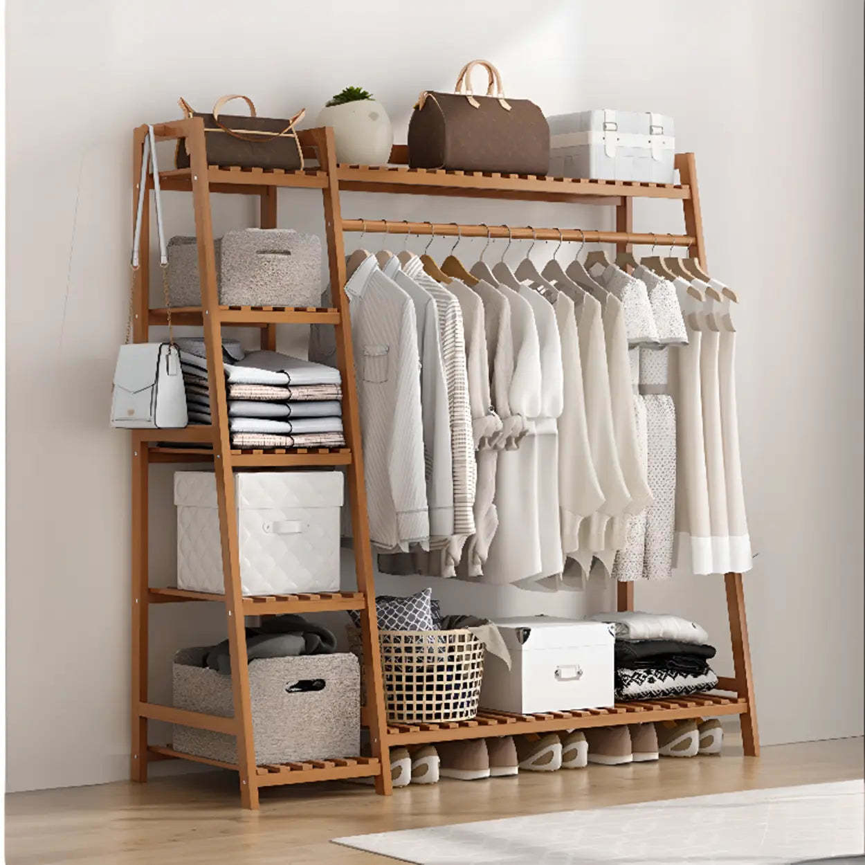 Natural modern coat a-frame hall trees & coat racks