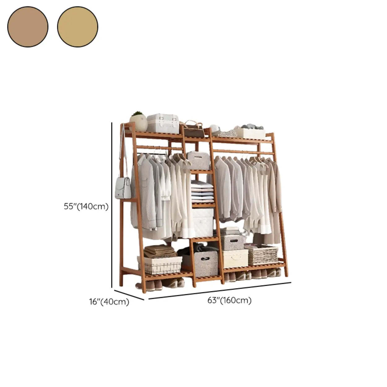 A-Frame Natural Bamboo Coat Rack with Shelves