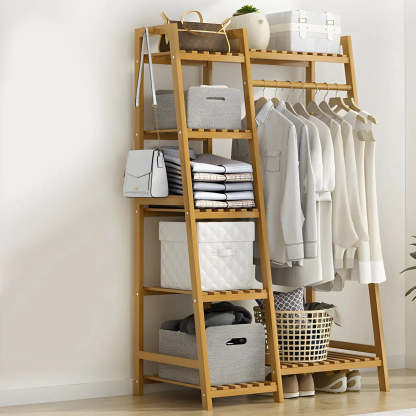 Oak bamboo wood decor home hall trees & coat racks - modern