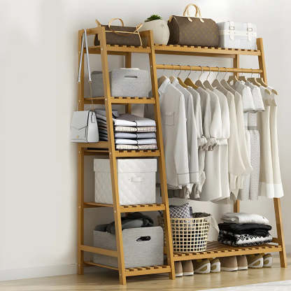 A-Frame Bamboo Coat Rack with Shelf