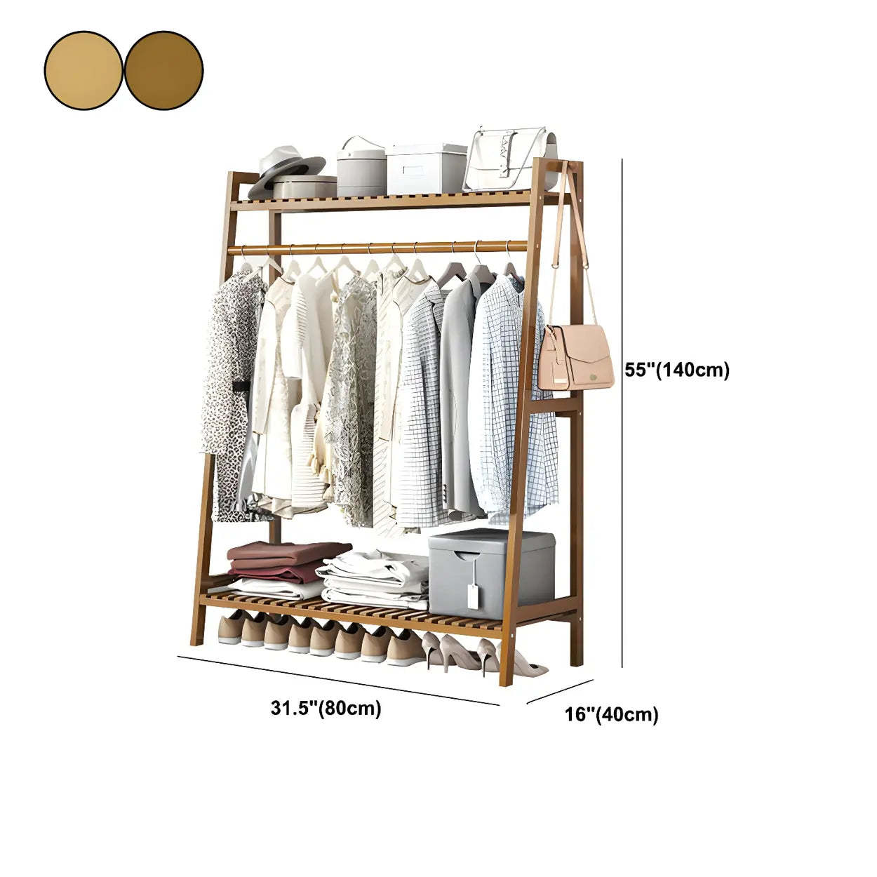 A-Frame Bamboo Coat Rack with Shelf