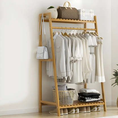 Modern decor coat oak hall trees & coat racks in bamboo — 20"L x 16"W x 55"H / Natural