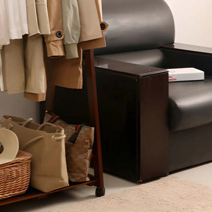 A-Frame Brown Wood Storage Coat Rack with Wheels