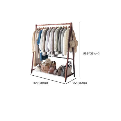 A-Frame Brown Wood Storage Coat Rack with Wheels