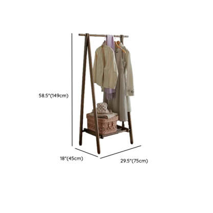 A-Frame Brown Wood Storage Coat Rack with Wheels