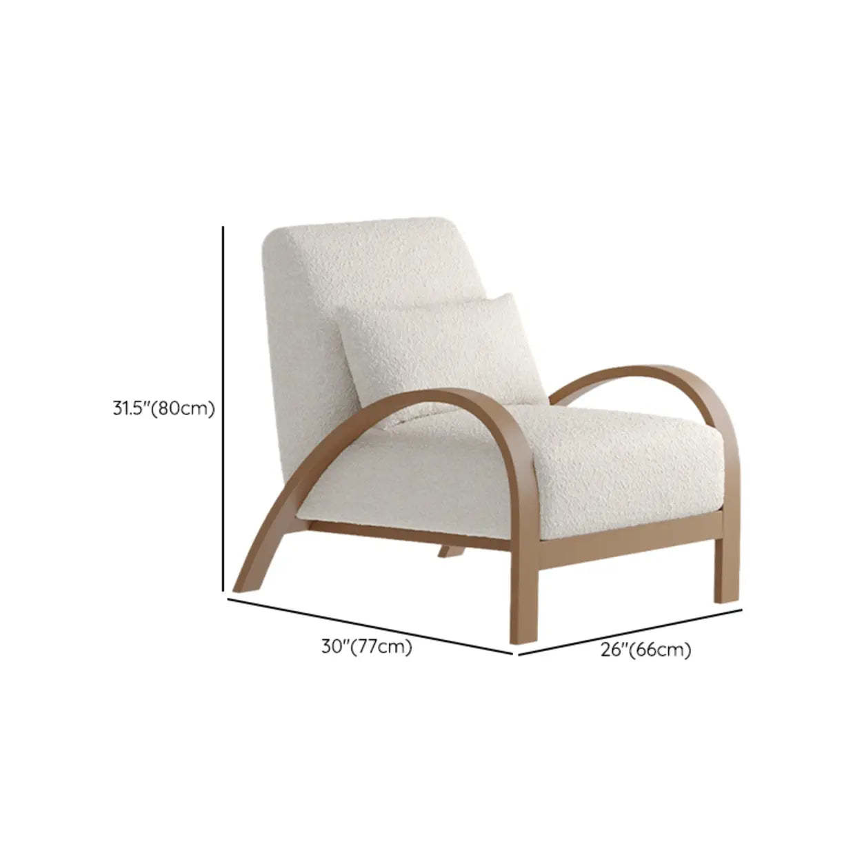 Mid-Century Beige Armrest Accent Chair with Pillow