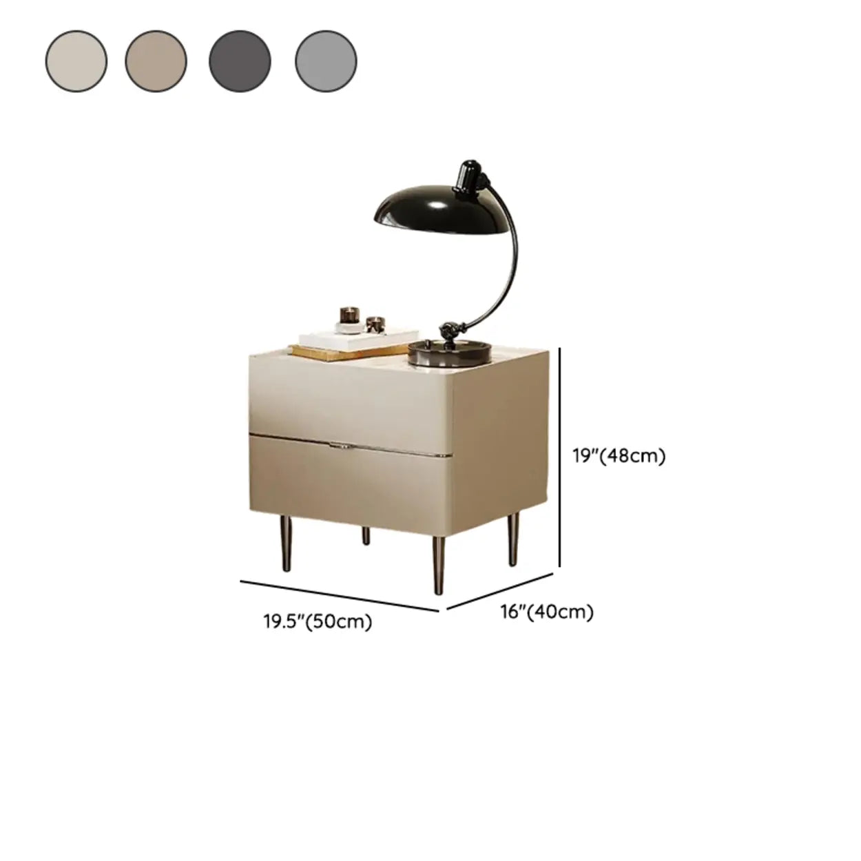 Minimalist White Nightstand with Metal Legs