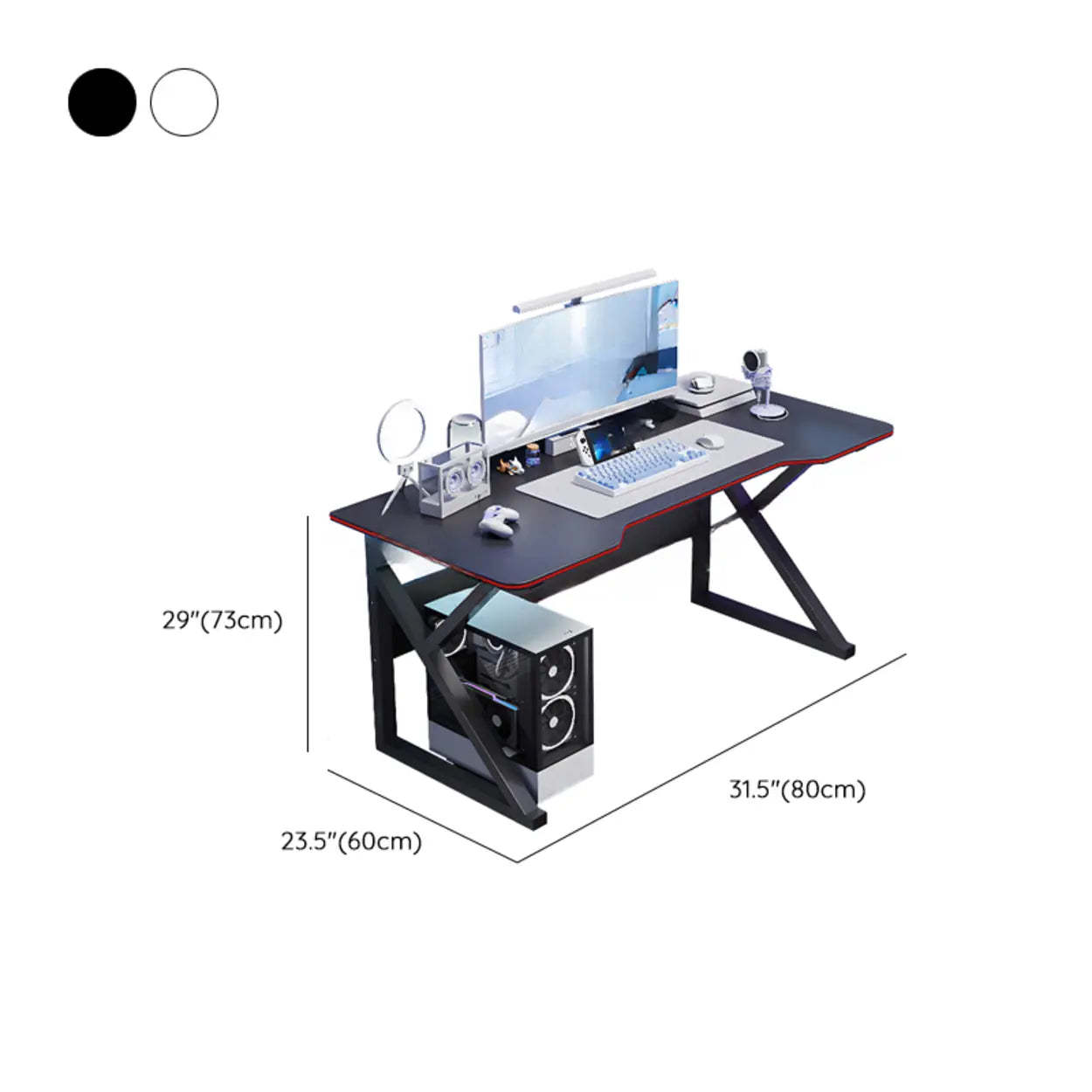 Black Cool Free-Form Wood Metal-Base Gaming Desk