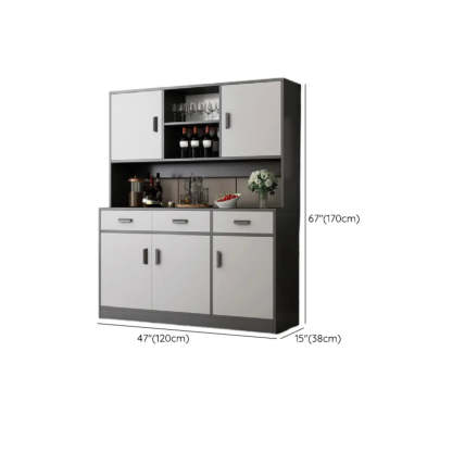 Narrow Gray Wood Cabinet Large Open Buffet